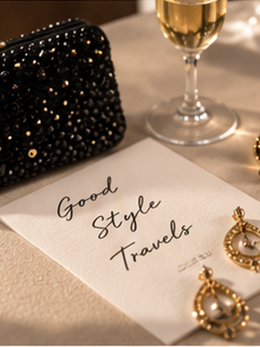 A black dress styled for a cocktail wedding